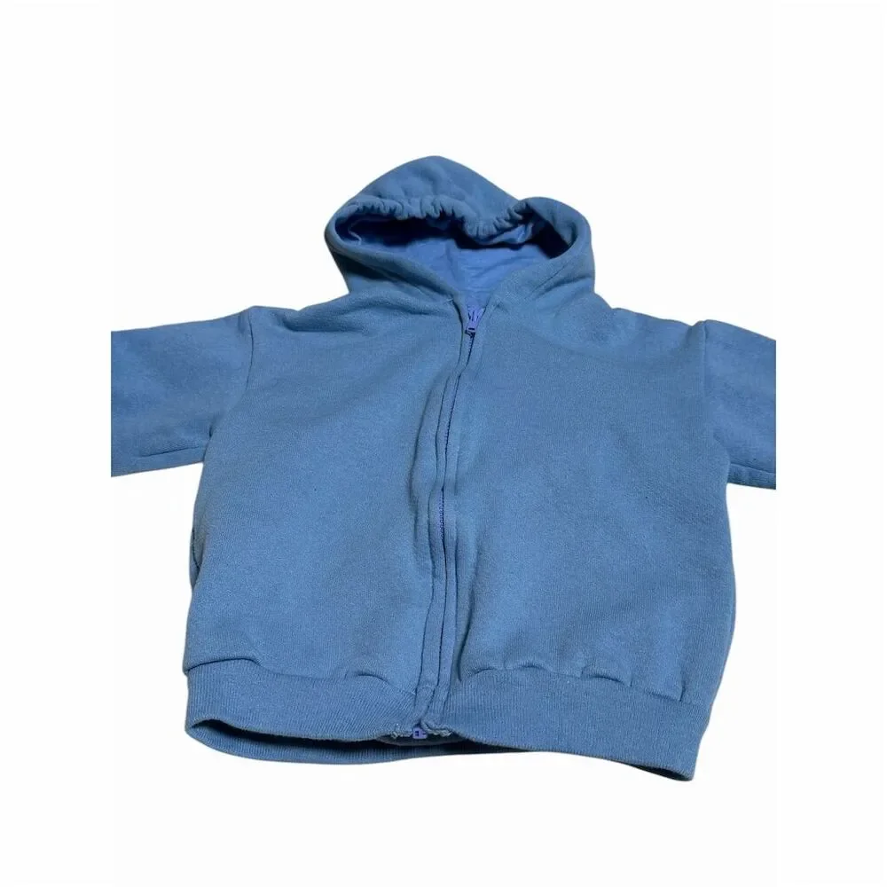 Kids Full Zip Hoodie Blue Size 4 Long Sleeve Casual